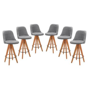 Imagem de Kit 6 Banquetas Altas Giratórias Júlia Cinza
