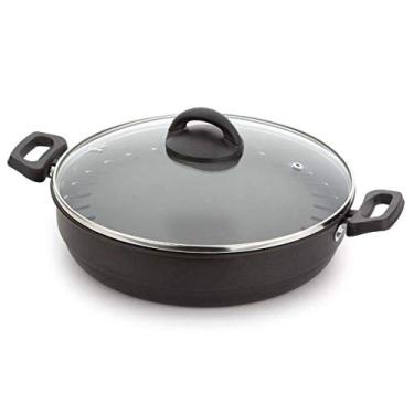 Imagem de Multiflon Churrasqueira 28 Centímetros com Tampa de Vidro Aluminio Antiaderente Linha Versátil Resistente Durável e Saudável