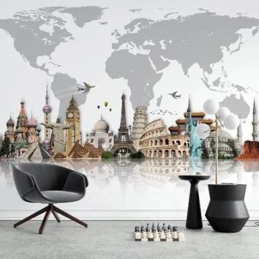 Imagem de Papel De Parede Mapa Mundi Maravilhas - AloPapers, 3,00m de largura, 2
