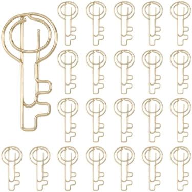 Imagem de CRASPIRE 30 peças de clipes de papel de chave dourados pacote pequeno de grampo de fichário de metal agendador de fio de ferro marcadores distribuidores para escritório, escola, casa, arquivo de
