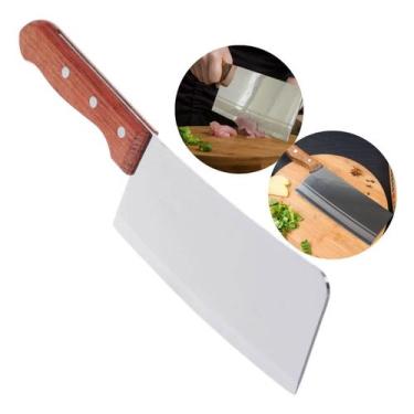 Imagem de Cutelo Machadinha Cozinha Faca Churrasco Inox Cabo Madeira - KeHome