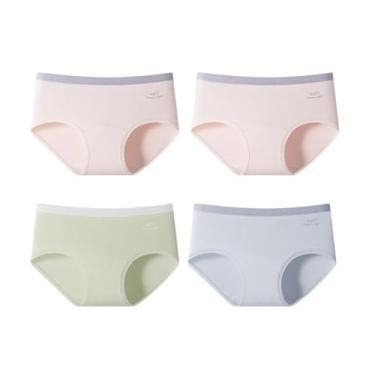 Imagem de RYZGOJV Calcinha feminina 95% algodão biquíni, calcinha hipster elástica feminina, cintura média, pacote com 4-multicolorido G06