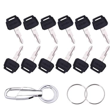 Imagem de Aree Chaves de ignição de equipamento pesado K250 12 peças para kobelco 2420Z1030D2, Kawasaki 3211070170, capa YN50501010P1, carregador de pista Gehl, New Holland com chaveiro