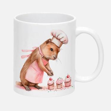 Imagem de Caneca Branca de Porcelana 325ml CAPIVARA MAMAE BOLO 3