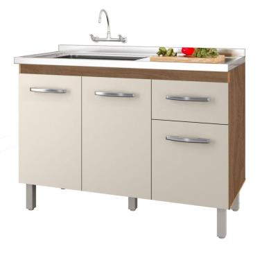 Imagem de Balcão Gabinete Para Pia Anyta 118cm 03 Portas Sem Tampo Savana Off White - Desk Design