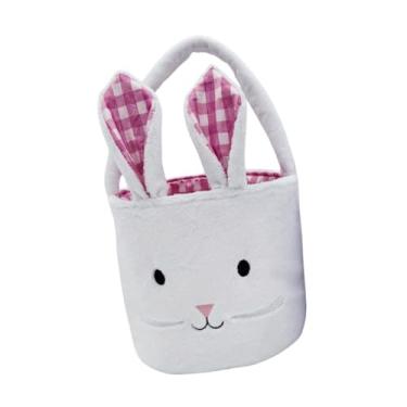 Imagem de rockible Saco de ovos de Páscoa da Páscoa de Páscoa Reutilizável com orelhas de Cesta de doces de bolsa de presente para crianças meninos meninos filhos, Rosa