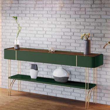 Imagem de Aparador Decorativo Rennes Mdp/mdf Pés De Aço Verde Pistache/castanho G26 - Gran Belo