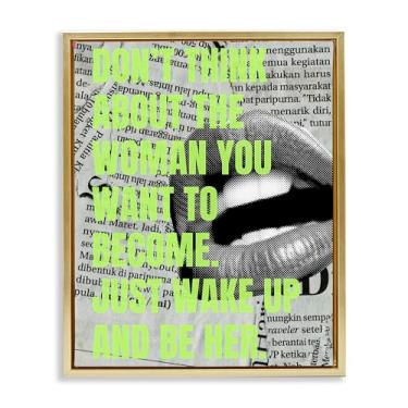 Imagem de Stupell Industries Wake Up & Be Her Inspiring Gold Floater Framed Canvas Wall Art Design by House of Lulu, 25 x 31