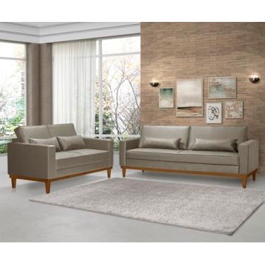 Imagem de Conjunto Sofá Living 3 E 2 Lugares - Valência - Corino Bege