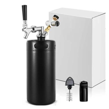 Imagem de Fabricação caseira de cerveja 3.6L(128OZ) Growler Tap System Mini Keg Beer Faucet Dispenser Pressurized Beer Keg With Co2 Regulator Keep Carbonation Acessórios para vinho(Black)