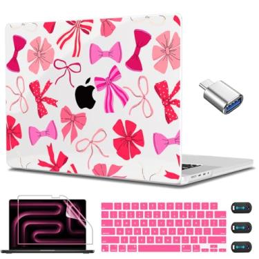 Imagem de CISSOOK Compatível com MacBook Pro 14 polegadas 2024 2023 2022 2021 versão M4 M3 M2 M1 Chip A3112 A3185 A3401 A2918 A2992 A2779 A2442 modelo, capa rígida com capa de teclado Protetor de tela, laço