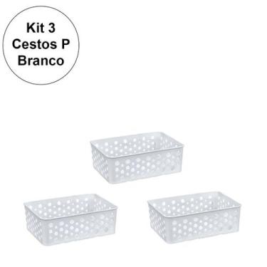 Imagem de Kit Com 3 Cestinhas Organizadoras Pequenas Multiuso - Usual Utilidades