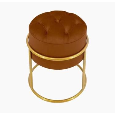 Imagem de Puff Banqueta Estofado Decorativo Base De Ferro Capitonê Suede Terra C
