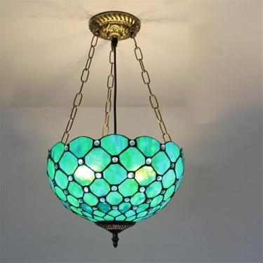 Imagem de OUFULA Luminária pendente contemporânea de vidro colorido americana retrô criatividade sala de estar restaurante quarto hotel villa corredor café lustre LED (G D30CM)