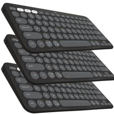 Imagem de Kit 3x Teclado Bluetooth LOGITECH K380S Pebble Key 2 Grafite