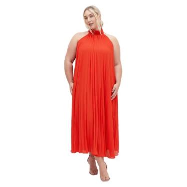 Imagem de City Chic Vestido feminino plus size - Aida frente única gola longa, Tigerlírio, 54