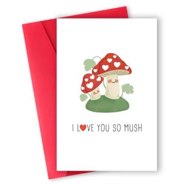 Imagem de ATTLVV Cartão engraçado de Dia dos Namorados de cogumelo para ele ela, presentes fofos de dia dos namorados para esposa marido, cartão romântico de dia dos namorados para namorada namorado, cartão de
