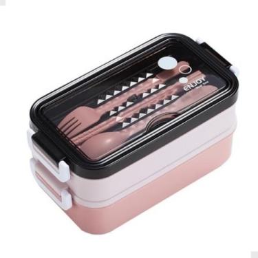 Imagem de Marmita Dupla Pote Com Divisória Compartimentos Lancheira - Genérica, 