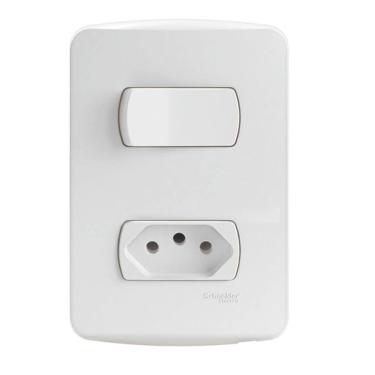 Imagem de Conjunto 1 Interruptor Simples + 1 Tomada 2P+T 10A Miluz Schneider S3B69030