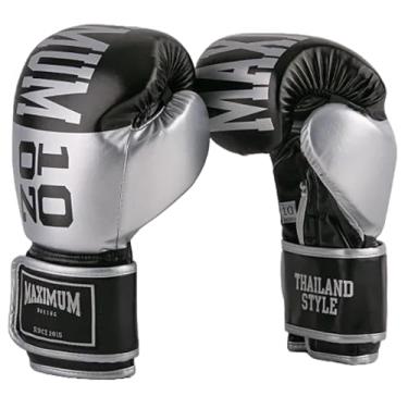 Imagem de Luva de Boxe Muay Thai Kickboxing Intermediária Power Face Maximum (Prata, 14oz)