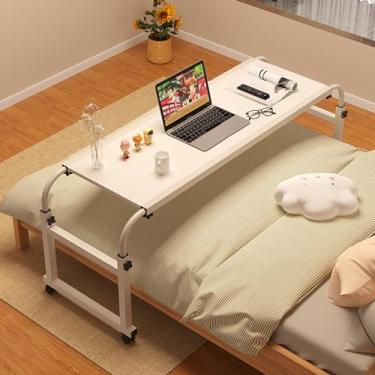 Imagem de Mesa de cama, mesa de mobilidade sobre a cama, mesa móvel para computador, ângulo e altura ajustáveis, mesa de laptop King Queen com rodas