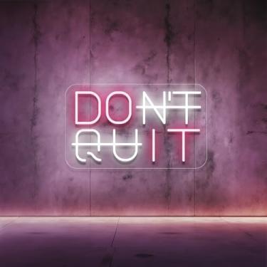Imagem de Placa neon de LED Don't Quit – Sinais neon para decoração de parede – Luzes de interruptor alimentadas por USB ajustáveis – para sala de escritório, sala de ginástica, caverna masculina, sala de jogos