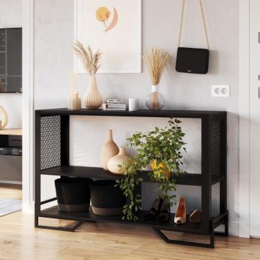 Imagem de Aparador Industrial Preto para Sala com Pés em Metal P1021