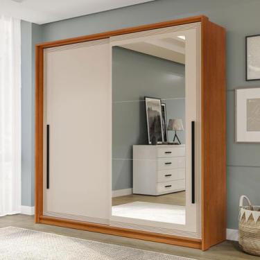 Imagem de Guarda-Roupa Casal Valência 2 Portas 2 Gavetas com Espelho Freijó/Crem