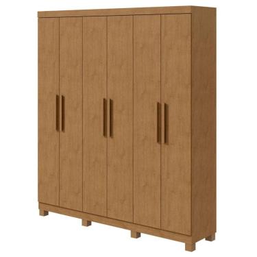 Imagem de Guarda Roupa Solteiro Jazz 6 Portas Amêndoa Clean com Pés – Lopas