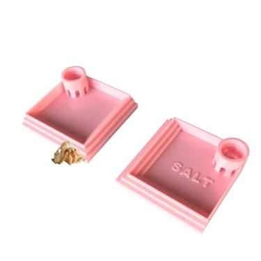 Imagem de Pacote com 2 piscinas de caranguejo eremita autorrecarregáveis com marcação de sal – Tigela de água de caranguejo eremita de 110 x 110 mm, pratos ideais para animais de estimação pequenos – Prato