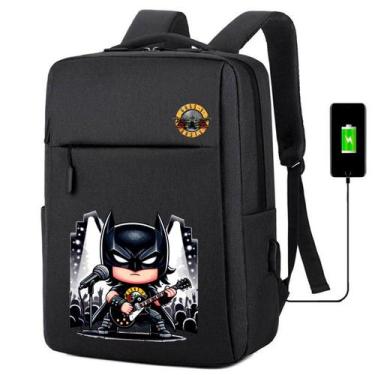 Imagem de Mochila USB Escolar Infantil Com Estampa De Herói De Capa Preta Morceg