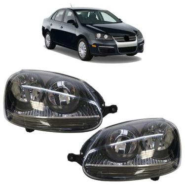 Imagem de Farol Dianteiro Jetta 2005 2006 2007 2008 2009 2010 Máscara Negra Lisa