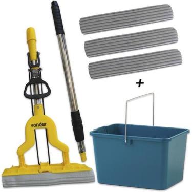 Imagem de Rodo Mágico Dobrável Mop Limpador Vonder Com Balde E 3 Refis - Vendass
