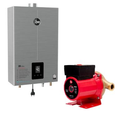 Imagem de Kit Aquecedor 20L Inox GLP Bivolt + Bomba 350W 220V Rheem