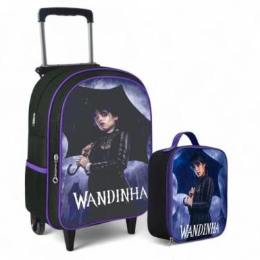 Imagem de Mochila Escolar Rodinha Feminina + Lancheira Termica - Pikuka, Preto