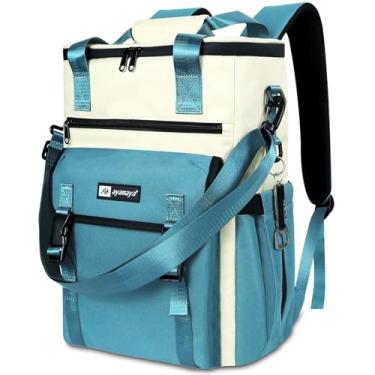 Imagem de Mochila térmica feminina AYAMAYA estilosa com 35 latas à prova de vazamento, macia, à prova de vazamento, lancheira à prova d'água, bolsa de ombro mantém fria por até 18 horas para acampamento, praia