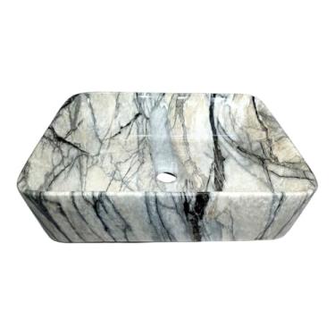 Imagem de Cuba Banheiro Cerâmica Marmorizada Sobrepor Apoio Mg204