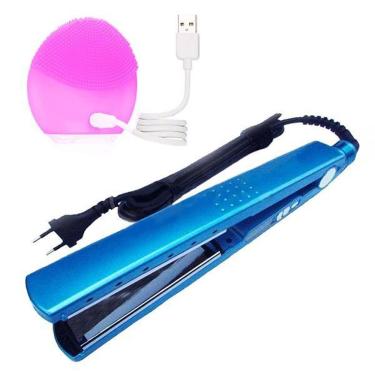 Imagem de Kit 1 Prancha Nanotitanium + 1 Esponja Facial Rosa Bebê Nº9