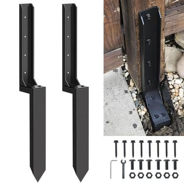 Imagem de Kit de reparo de poste de cerca - Âncora de poste de cerca resistente para fixação de postes de madeira quebrados/inclinados 4 x 4/6 x 6 x 6 (estacas de suporte de reparo duráveis de 81 cm A)
