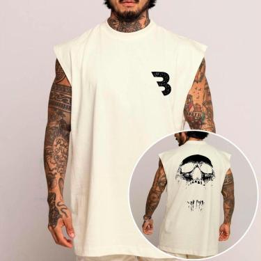 Imagem de Camiseta Regata Algodão Machão Oversized Abstract Caveira Treino Academia Gym Arte-Unissex