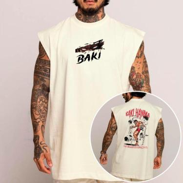 Imagem de Camiseta Regata Algodão Machão Oversized Abstract Anime Manga Baki Hanma Arte-Unissex