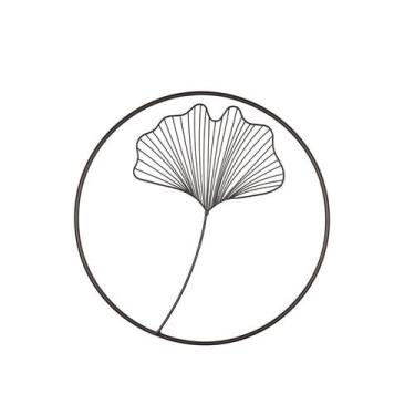 Imagem de Escultura De Parede Em Metal Folhagem Ginkgo Biloba Com Moldura 45cm -