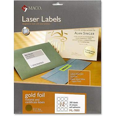 Imagem de MACO Etiquetas de certificado e notarial de folha de ouro laser, 5,8 cm de diâmetro, 12 por folha, 300 por pacote (ML-7850)