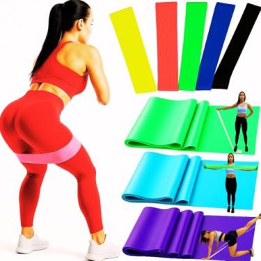 Imagem de KIT 3 Thera Band + 5 Faixas Elástica Fisioterapia Extensores - elastico para exercicio - Fisioterapia, Pilates, Exercicios em Casa, Academia, Fortalecimento - R78