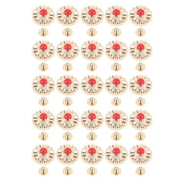 Imagem de 10 Conjuntos de Fivela Redonda Azul -turquesa, Botões de Metal Vintage de Barragem de Cor Margarida de Cor Dourada para Sapatos de Bolsa de Bolsa