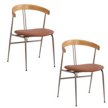 Imagem de Cadeira Mesa Jantar Estofada Industrial Encosto Curvado 2 UN - Fratini