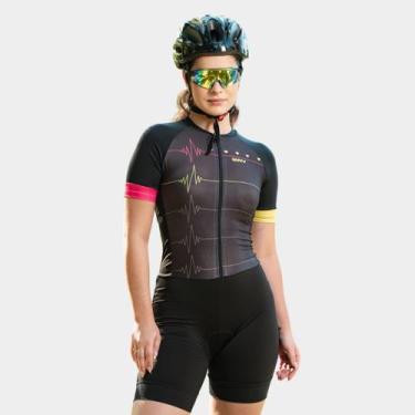 Imagem de Macaquinho de Ciclismo Feminino Forro Espuma Manga Curta Proteção Uv R