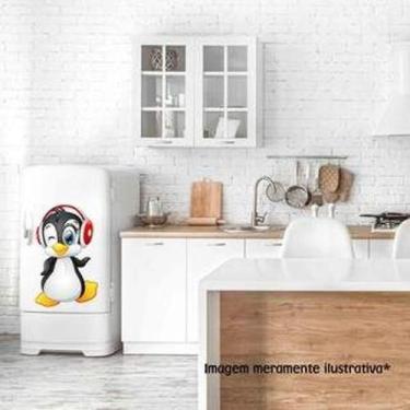 Imagem de Adesivo De Geladeira Pinguim Com Fone - Lojinha Da Luc Adesivos