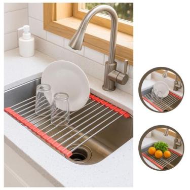 Imagem de Escorredor Esteira De Inox Com Pontas Pvc Colorido Belakasa - Bela Kas