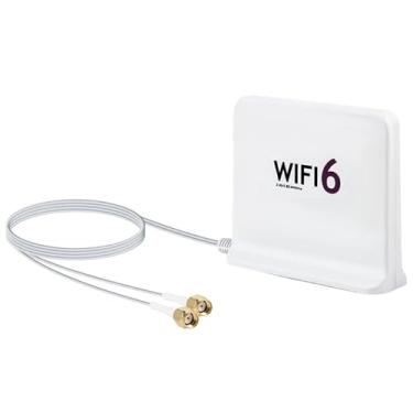 Imagem de Antena WiFi 6E de alto ganho 12dBi com base magnética - banda tripla 2,4 GHz/5,8 GHz/6 GHz para PC/roteador, cabo RG174 de 3 pés, conector RP-SMA